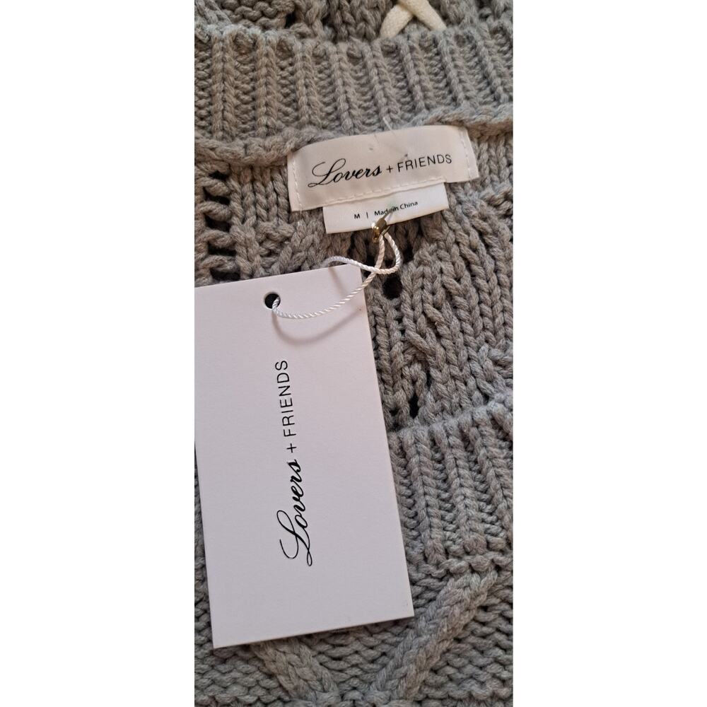 Lovers + Friends Lace Up Cable Knit Sweater Dress Gray Mini Sz M Winter Boots - Picture 8 of 10